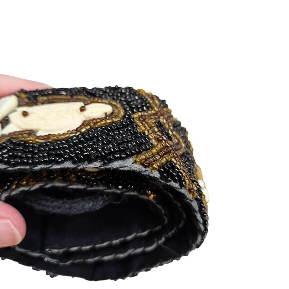 Handcrafted Beaded Black‎ Beige Bohemian Belt Cowrie Shells Carved Turtle Tie main image 5